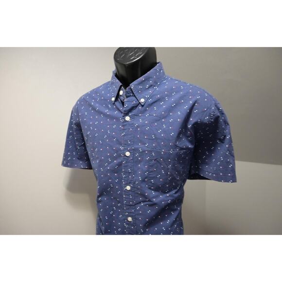 J Crew Slim Fit Dress Shirt Blue Casual Short Sleeve Pocket Mens Sz XL - Picture 3 of 8